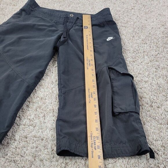 Nike CapriPants Womens Small Black Swoosh Casual Ladies Drawstring FADE - Picture 5 of 8
